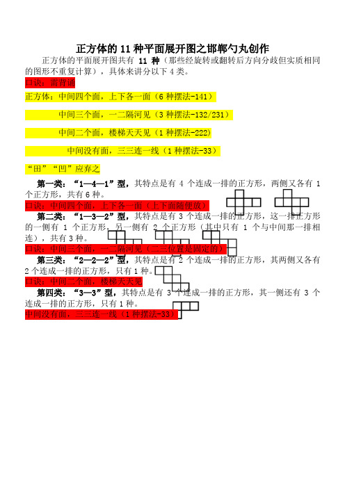 正方体11种平面展开图(精心整理)