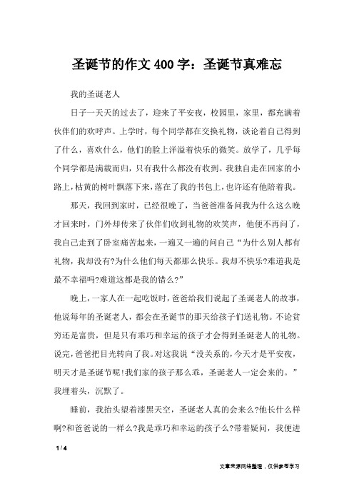 圣诞节的作文400字:圣诞节真难忘_节日作文