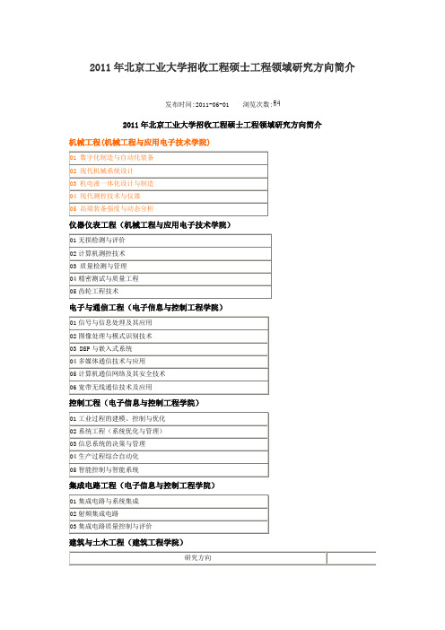 北工大专硕方向