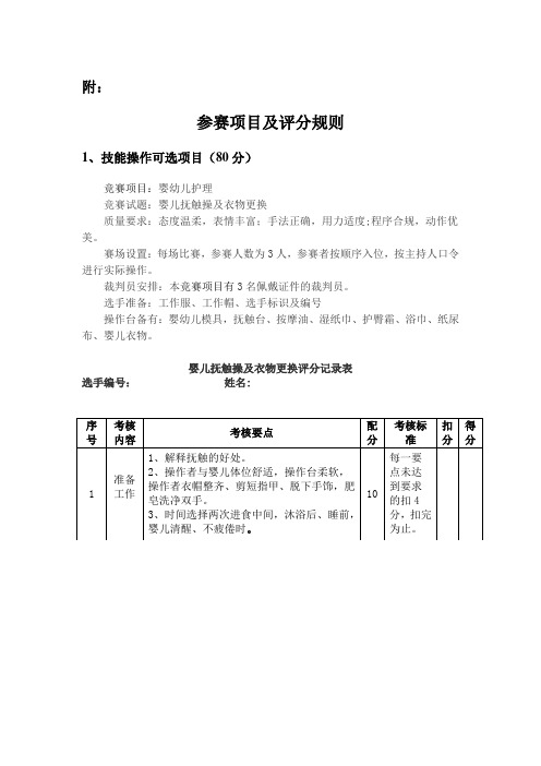 超级保姆参赛项目及评分规则