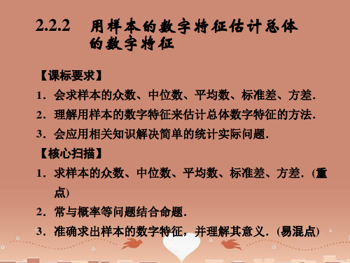 高中数学 2.2.2用样本的数字特征估计总体课件 新人教B版必修2