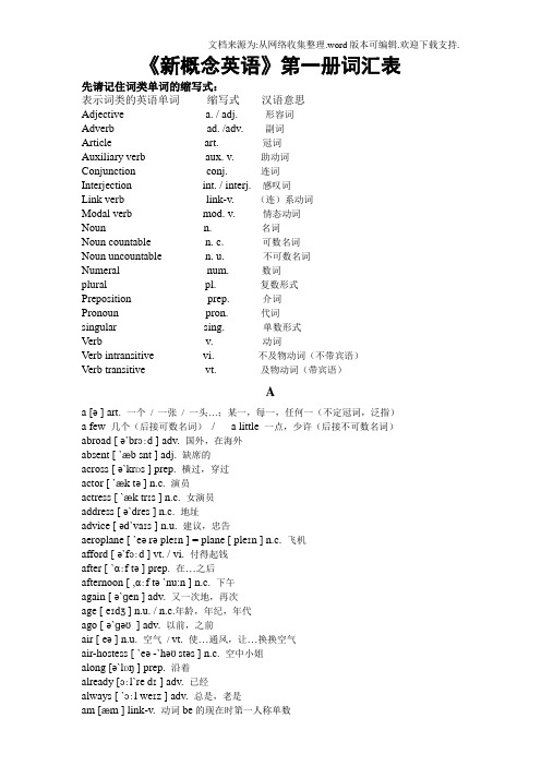 新概念英语第一册词汇表