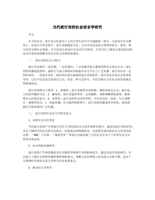 当代流行语的社会语言学研究