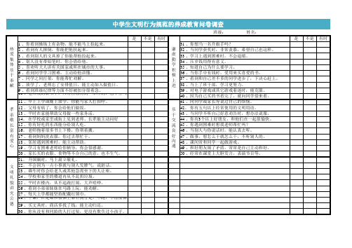 中学生文明行为规范的养成教育问卷调查