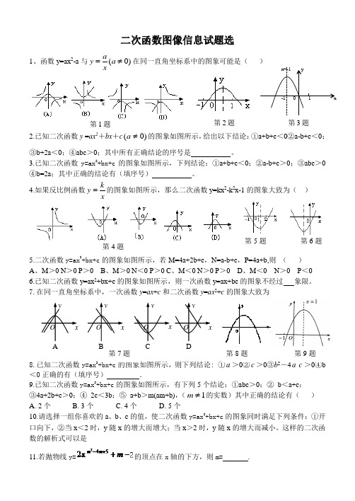 二次函数图像信息试题选