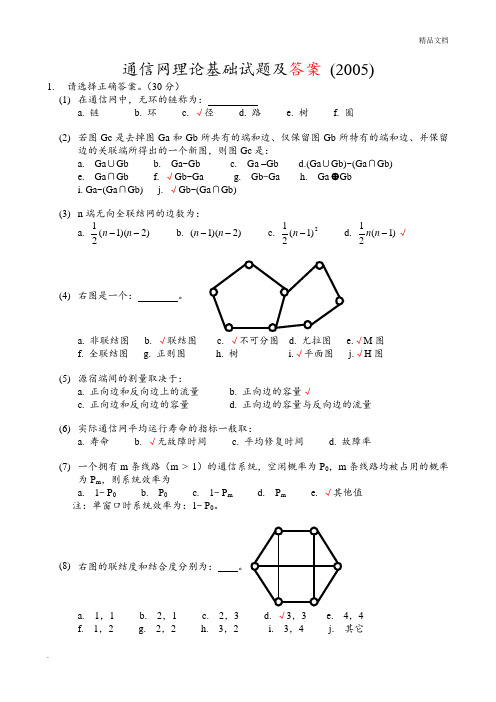 通信网理论基础试题及答案