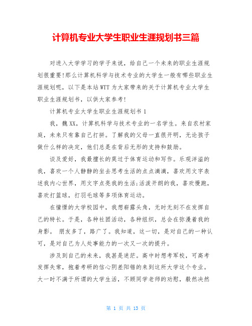 计算机专业大学生职业生涯规划书三篇