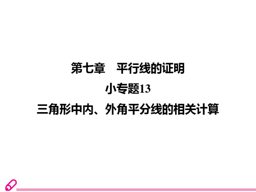 小专题  13  三角形中内、外角平分线的相关计算