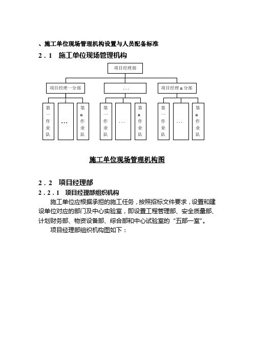 施工单位现场管理机构设置与人员配备标准