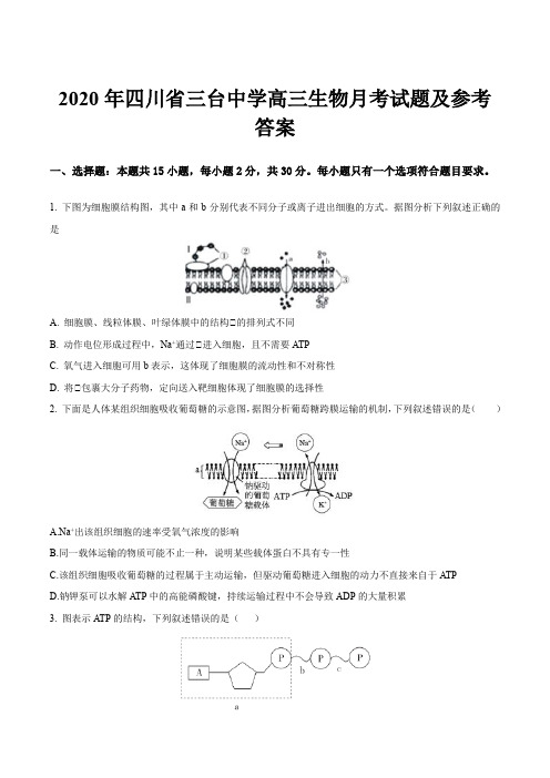 2020年四川省三台中学高三生物月考试题及参考答案