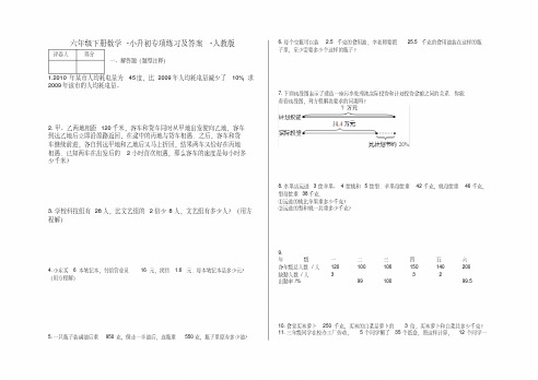 六年级下册数学小升初专项练习及答案l17-人教版