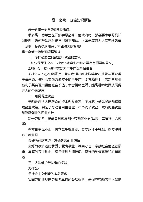 高一必修一政治知识框架