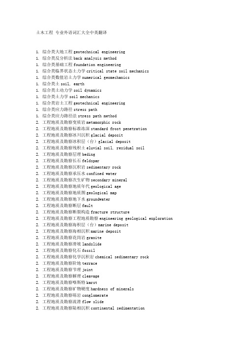 土木工程 专业外语词汇大全中英翻译