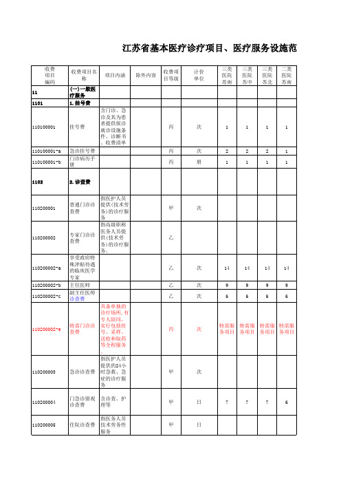 江苏省诊疗项目库