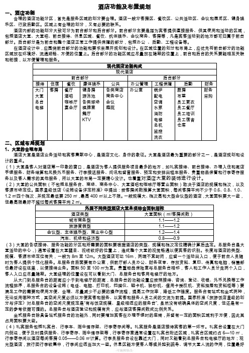 酒店功能以及布置规划