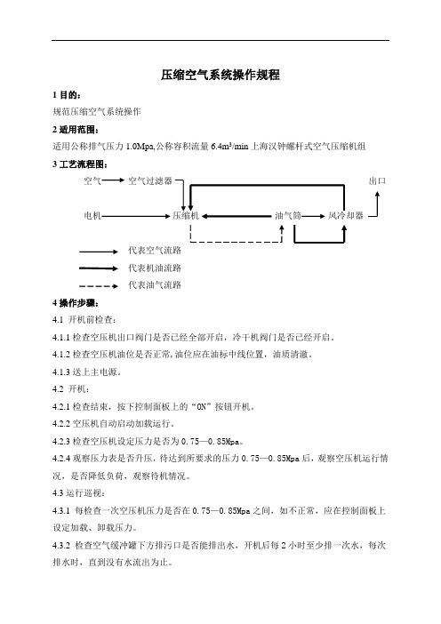 压缩空气系统操作规程