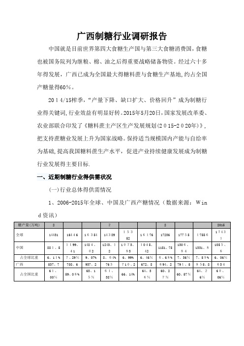 制糖行业调研报告