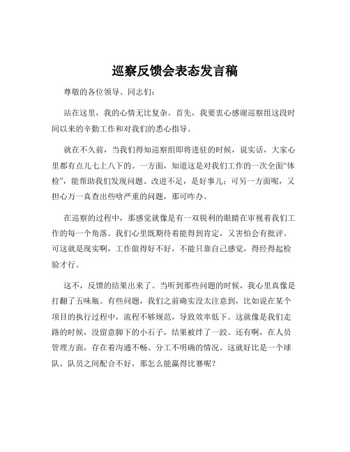 巡察反馈会表态发言稿