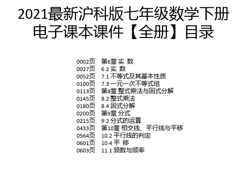 2021最新沪科版七年级数学下册电子课本课件【全册】