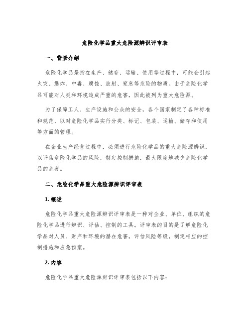 危险化学品重大危险源辨识评审表