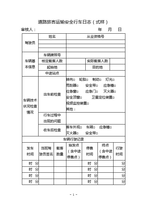 道路旅客运输安全行车日志(式样)