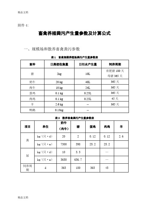 畜禽养殖粪污产生量参数及计算公式doc资料