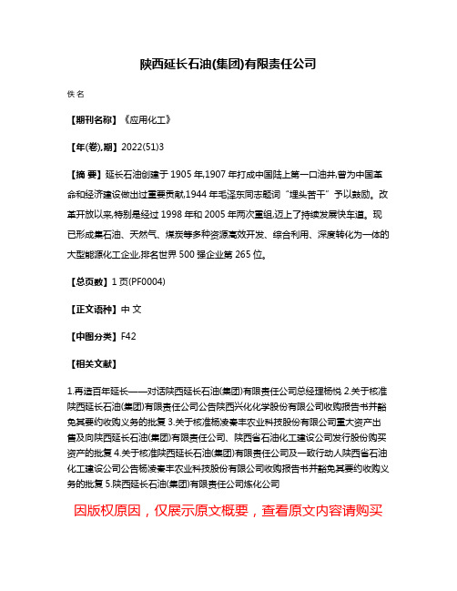 陕西延长石油(集团)有限责任公司