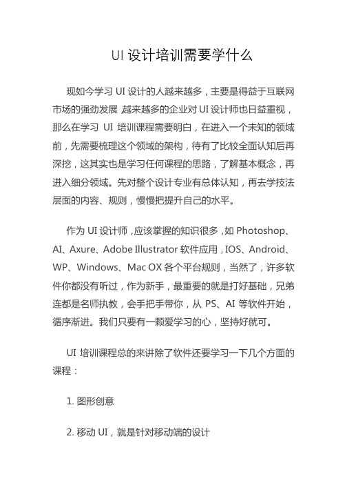 UI设计培训需要学什么