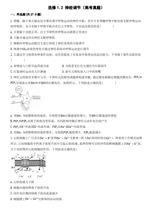 选修1.2 神经调节