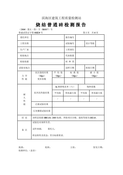 烧结普通砖检测报告