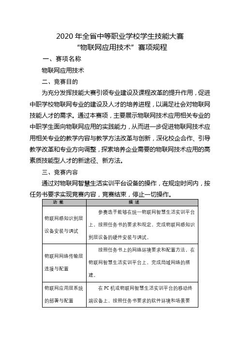 2020年全省中等职业学校学生技能大赛物联网应用技术赛项规程【模板】