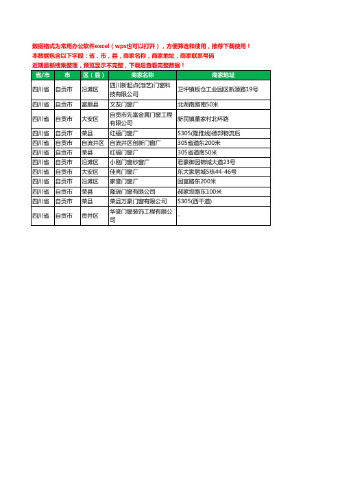 2020新版四川省自贡市门窗有限公司工商企业公司商家名录名单黄页联系电话号码地址大全12家