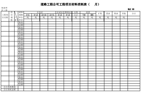 项目材料消耗表