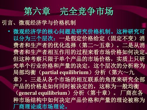 第六章完全竞争市场中价格与产量的决定