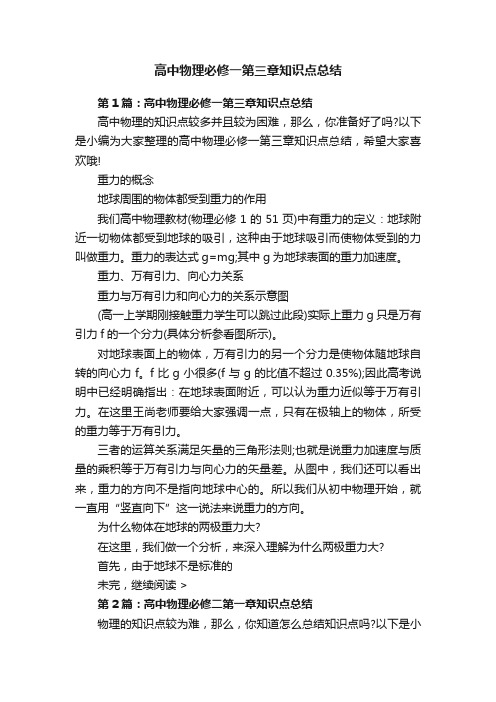 高中物理必修一第三章知识点总结