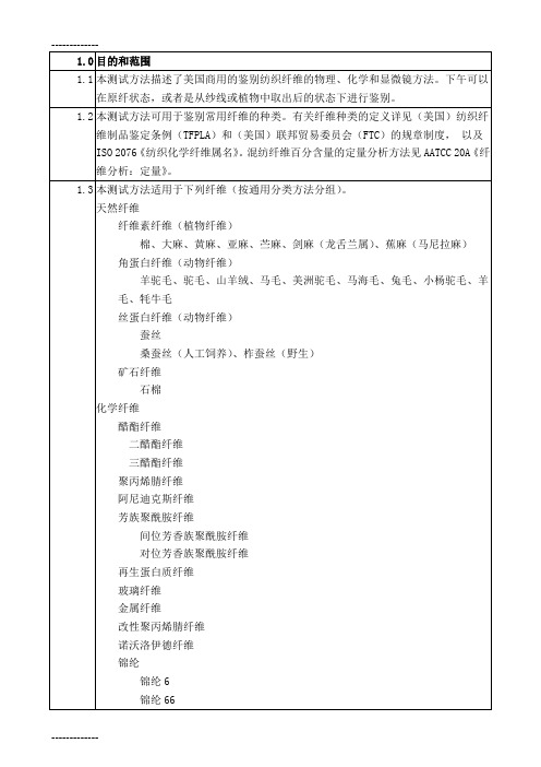 (整理)aatcc20-纤维分析：定性