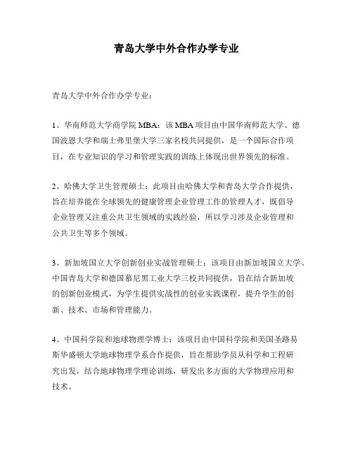 青岛大学中外合作办学专业