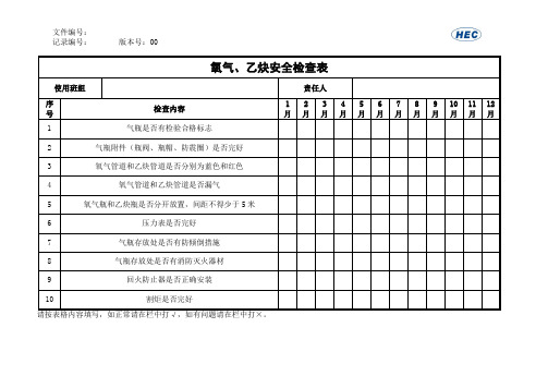 氧气、乙炔检查表