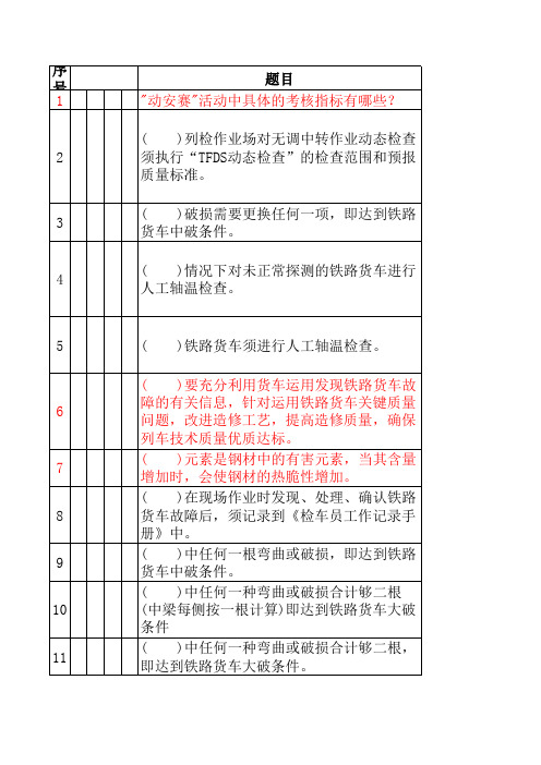 货车检车员(TFDS)理论题库