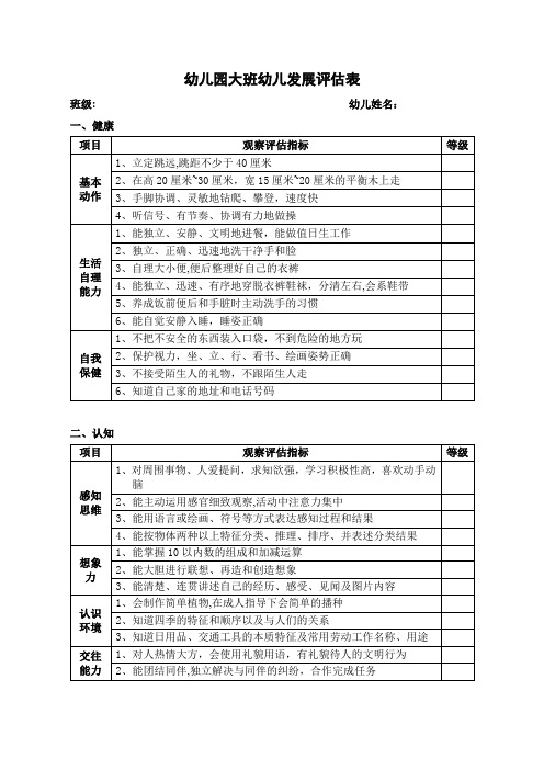 五大领域测评表【精选文档】