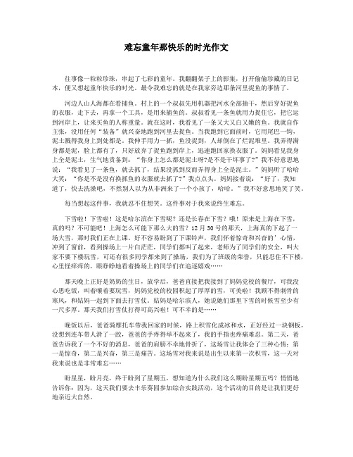 难忘童年那快乐的时光作文