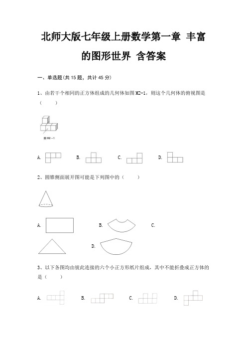 北师大版七年级上册数学第一章 丰富的图形世界 含答案