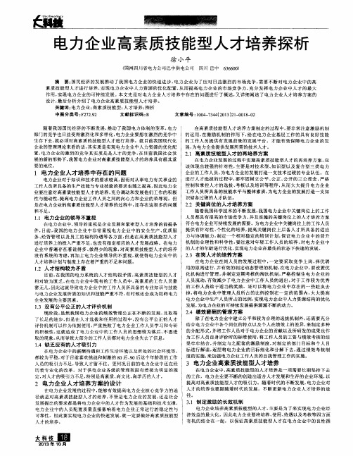 电力企业高素质技能型人才培养探析