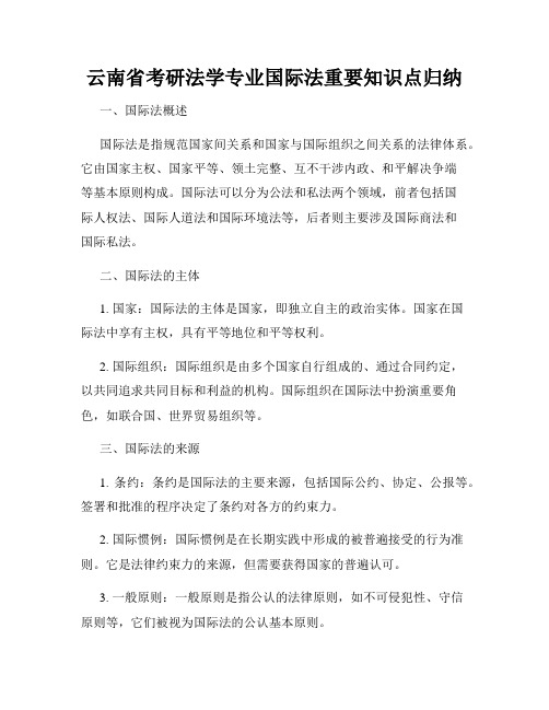 云南省考研法学专业国际法重要知识点归纳