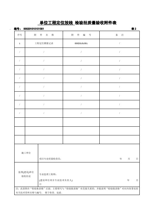 单位工程定位放线 检验批质量验收附件表