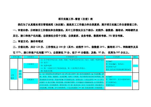 项目实施工作--督查(自查)表