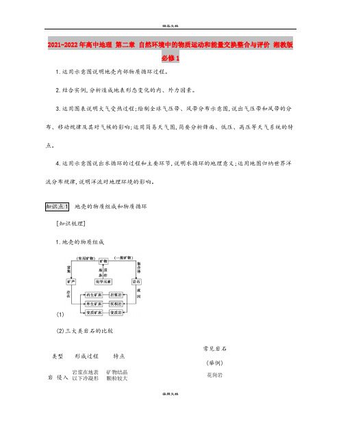 2021-2022年高中地理 第二章 自然环境中的物质运动和能量交换整合与评价 湘教版必修1