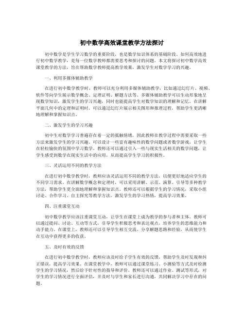 初中数学高效课堂教学方法探讨