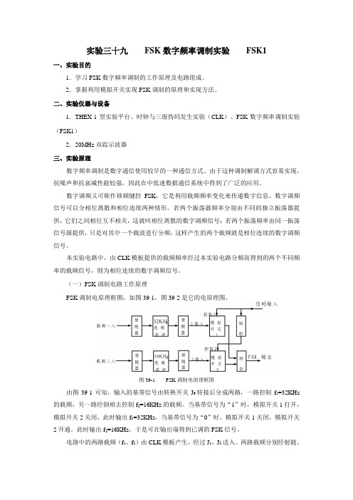 实验三十九    FSK数字频率调制实验    FSK1