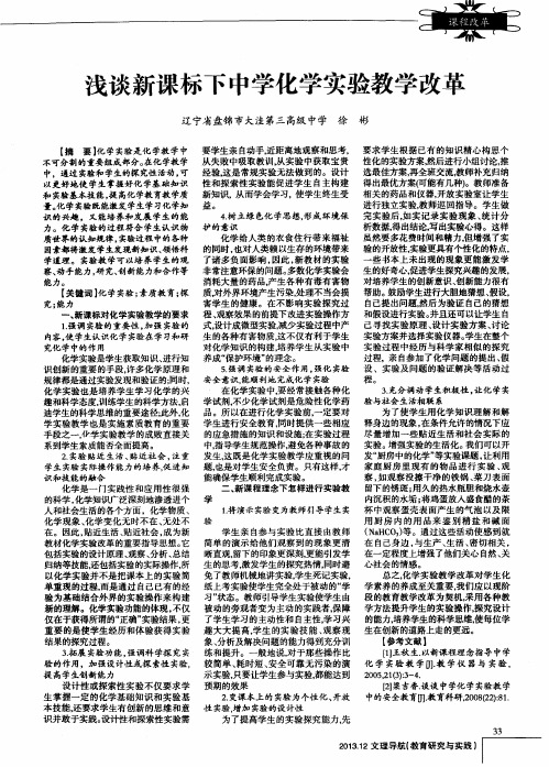 浅谈新课标下中学化学实验教学改革